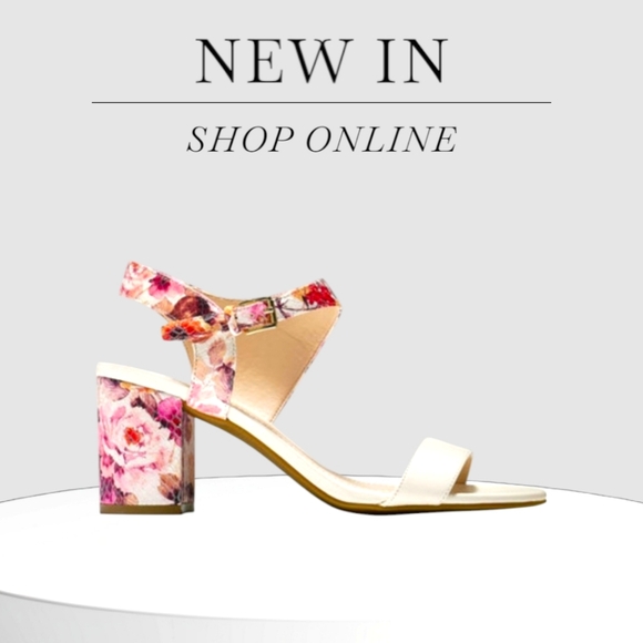 COLE HAAN GRAND.OS ELVA FLORAL WHITE BLOCK HEEL SANDAL - Picture 1 of 11